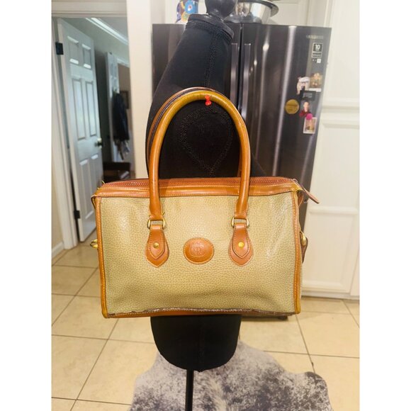 Vintage Y2K Braciano Belle Rose Pebble Leather Shoulder Handbag Olive Tan Brown - Picture 1 of 16